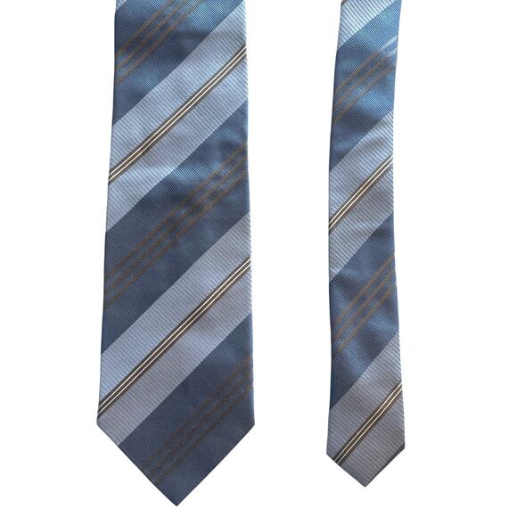 Giorgio Armani Light Blue & Silver Striped Silk Tie Made in Italy Necktie - Picture 5 of 5